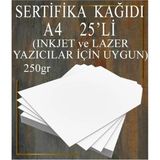 Sertifika Kağıdı Kalın 25 Adet Gramajlı Fotokopi Kağıdı 250 gr Tüm Yazıcılara Uyumlu 21X2
