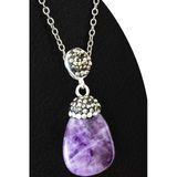 Sertifikalı 1.Kalite Zirkon Taşlı Ham Ametist Taşı Kolye (Brezilya)