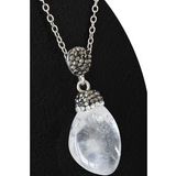 Sertifikalı 1.Kalite Zirkon Taşlı Ham Kristal Kuvars Taşı Kolye (Brezilya)