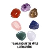 Sertifikalı 7'li Doğal Taş Kütle Çakra Seti - Pembe Kuvars Ametist Lapis Lazuli Aventurin Akik Taşı