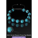 Sertifikalı AAA+ Boyasız Gerçek Firuze Taşı Bileklik - Ayarlamalı