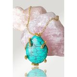 Sertifikalı AAA+ Damla Model Firuze (Turkuaz) Taşı Kolye - Altın Renkli