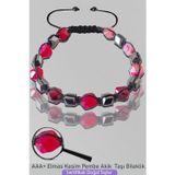 Sertifikalı AAA+ Elmas Kesim Terahertz - Pembe Akik Taşı Bileklik - Ayarlamalı