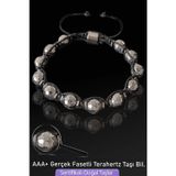 Sertifikalı AAA+ Fasetli Gerçek Terahertz Taşı Bileklik - Ayarlamalı