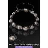 Sertifikalı AAA+ Fasetli Gerçek Terahertz Taşı Bileklik - Ayarlamalı