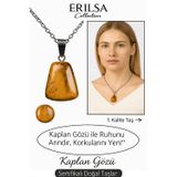 Sertifikalı AAA+ Kaplan Gözü Taşı Kolye – Beşgen Model, Gümüş Aparatlı