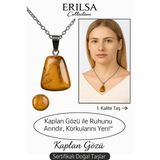 Sertifikalı AAA+ Kaplan Gözü Taşı Kolye – Beşgen Model, Gümüş Aparatlı