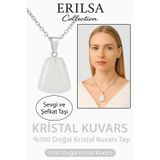 Sertifikalı AAA+ Kristal Kuvars Taşı Kolye – Beşgen Model, Gümüş Aparatlı