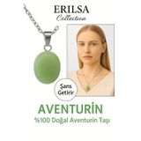Sertifikalı AAA+ Oval Aventurin Taşı Doğal Taş Kolye - Gümüş Aparatlı Şans ve Bolluk Getirir