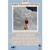 Sertifikalı Akik Doğal Taş Tasarım Kolye El Yapımı İstiridye Obje Detaylı