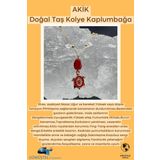 Sertifikalı Akik Doğal Taş Tasarım Kolye El Yapımı Kırmızı Kaplumbağa Obje Detay AAA Kalite