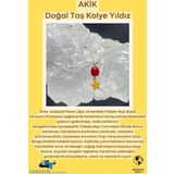 Sertifikalı Akik Doğal Taş Tasarım Kolye El Yapımı Sarı Yıldız Obje Detaylı