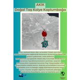 Sertifikalı Akik Doğal Taş Tasarım Kolye El Yapımı Turkuaz Kaplumbağa Obje Detaylı