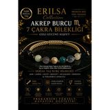 Sertifikalı Akrep Burcu 7 Çakra Doğal Taş Bileklik - Ayarlamalı Unisex Lüks Hem Bileklik Hem Halhal