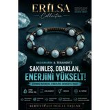 Sertifikalı Akuamarin Terahertz Doğal Taş Bileklik Ayarlanabilir Unisex - Sakinlik Odaklanma Enerji