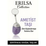 Sertifikalı Ametist Taşı Anahtarlık – Stres Azaltıcı ve Negatif Enerji Temizleyici Taş