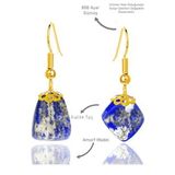 Sertifikalı Amorf Model Ham Lapis Lazuli Taşı Küpe - Gold Renkli