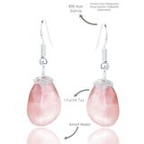 Sertifikalı Amorf Model Ham Pembe Kuvars Taşı Küpe