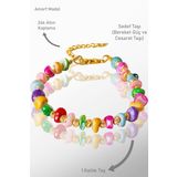 Sertifikalı Amorf Model Multicolor Sedef Taşı Bileklik - Ayarlamalı