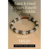 Sertifikalı Aura Kristal Fasetli Kuvars Taşı Bileklik 6X6 Mm – Zihni Yatıştıran Arınma Taşı