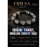 Sertifikalı Aura Kristal Kuvars Doğal Taş Bileklik 8X8 Mm Ayarlanabilir Unisex - Yüksek Enerji Aura
