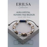 Sertifikalı Aura Kristal Kuvars Doğal Taş Bileklik 8X8 Mm Sakinlik Netlik Ve Güven Enerjisi Taşı