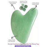 Sertifikalı Aventurin Taşı Gua Sha - Yüz Masaj Taşı Doğal Yeşil Renk