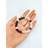 Sertifikalı Ay Taşı & Lal Garnet Doğal Taş Özel Tasarım Bileklik 8 mm