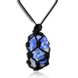 Sertifikalı Ayarlanabilir Makrome Doğal Lapis Lazuli Taşı Kolye