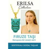 Sertifikalı Baykuş Model Firuze Taşı Kolye – Bilgelik, Koruma ve Ruhsal Şifa Taşı