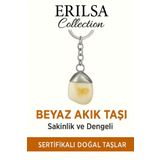 Sertifikalı Beyaz Akik Taşı Anahtarlık – Saflık, Huzur ve Enerji Dengeleyici Taş