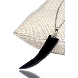 Sertifikalı Boynuz Kesim Doğal Obsidyen Taşı Kolye Doğal Siyah Renk 45 cm