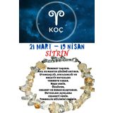 Sertifikalı Burç Taşı Koç Burcu Sitrin Taşı Bileklik
