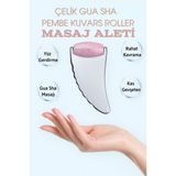 Sertifikalı Çelik Guasha Pembe Kuvars Roller Cilt Masaj Aleti