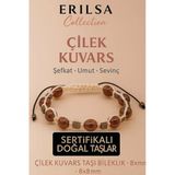 Sertifikalı Çilek Kuvars Doğal Taş Bileklik - 8X8 Mm Sevgi Umut Şefkat Enerji Taşı