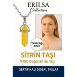 Sertifikalı Çivi Model Sitrin Taşı Kolye – Bolluk, Neşe ve Pozitif Enerji Taşı