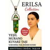 Sertifikalı Çivi Model Yeşil Murano Kuvars Doğal Taş Kolye – Tutku Ve Canlılık Taşı