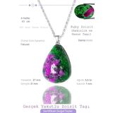 Sertifikalı Damla Model Gerçek Ruby Zoisite Kolye - Anyolit Taşı