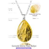 Sertifikalı Damla Model Gerçek Sitrin Taşı Kolye - Gümüş Aparatlı