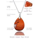 Sertifikalı Damla Model Kırmızı Jasper Taşı Kolye (GÜMÜŞ APARATLI)