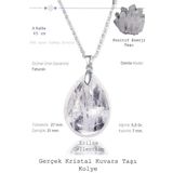 Sertifikalı Damla Model Kristal Kuvars Taşı Kolye (GÜMÜŞ APARATLI)