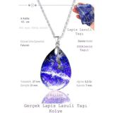 Sertifikalı Damla Model Lapis Lazuli Taşı Kolye (GÜMÜŞ APARATLI)