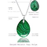 Sertifikalı Damla Model Malahit Taşı Kolye (GÜMÜŞ APARATLI)