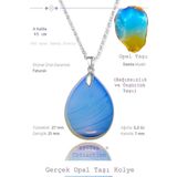 Sertifikalı Damla Model Opal Taşı Kolye (GÜMÜŞ APARATLI)