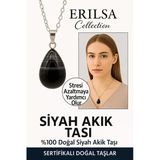 Sertifikalı Damla Model Siyah Göz Akiği Taşı Kolye – Stresi Azaltan ve Dengeleyen Doğal Taş