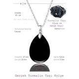 Sertifikalı Damla Model Siyah Turmalin Taşı Kolye (GÜMÜŞ APARATLI)