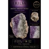 Sertifikalı Doğal Ametist Jeodu Kristal Kuvars Akik Bantlı Koleksiyon Taşı No59