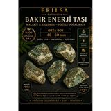 Sertifikalı Doğal Bakır Enerji Taşı Kütle - Malakit Krizokol Piritli Kaya 40-60 Mm Orta Boy