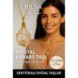 Sertifikalı Doğal Gold Renkli Tel Sargılı Kristal Kuvars Taşı Kolye – Zihin Açıklığı Ve Denge Taşı