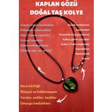 Sertifikalı Doğal Kaplan Gözü Taşı Kalp Kolye Zincir Dahil